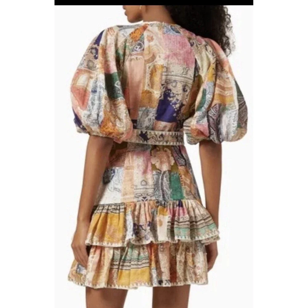 ZIMMERMANN patchwork mini dress ZIM 0 / US 2 Summer Línen‎ Blend